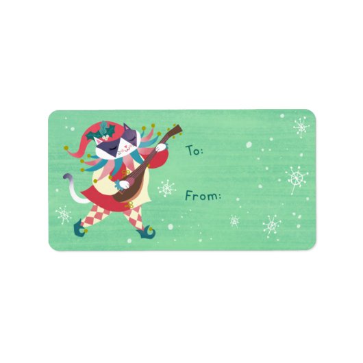 Kerstmis Meowgische Nar Kat Sticker Cadeautag (Voorkant)