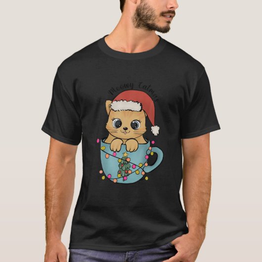 Kerstmis Meowy Catmas - Lights Cat Lover Funny T-shirt (Voorkant)