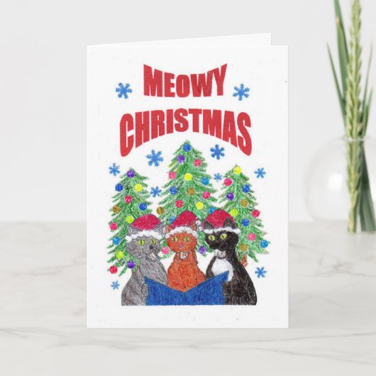 KERSTMIS MEOWY FEESTDAGEN KAART (Voorkant)