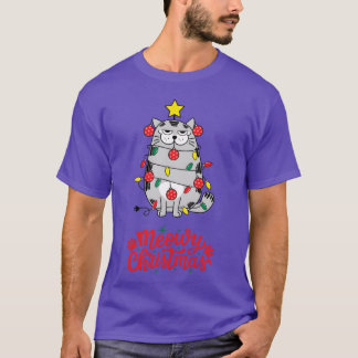 Kerstmis Meowy Kerstmis Grappige Kat T-shirt