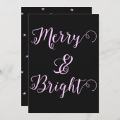 Kerstmis Merry and Bright Ebony Zwart Feestdagenkaart (Voorkant / Achterkant)