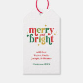 Kerstmis Merry and Bright Familie Cadeau Label Cadeaulabel (Voorkant)
