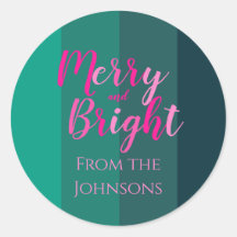 Kerstmis Merry and Bright Familie Naam Groen Roze