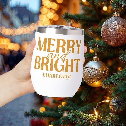 Kerstmis Merry And Bright Goud
