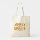 Kerstmis Merry And Bright Goud Tote Bag (Achterkant)