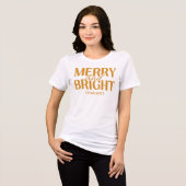 Kerstmis Merry And Bright Goud Tri-Blend Shirt (Voorkant volledig)