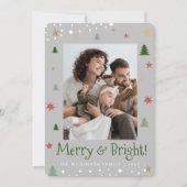 Kerstmis Merry and Bright op Maat Foto Feestdagenkaart (Voorkant)
