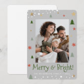 Kerstmis Merry and Bright op Maat Foto Feestdagenkaart (Voorkant / Achterkant)