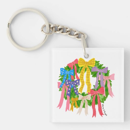 Kerstmis Merry And Bright Sleutelhanger (voorkant)