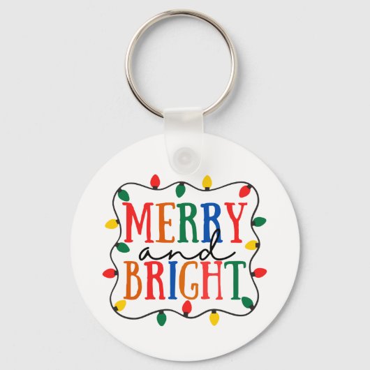 Kerstmis Merry And Bright Sleutelhanger (Voorkant)