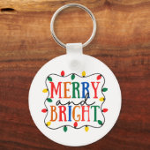 Kerstmis Merry And Bright Sleutelhanger (Voorkant)