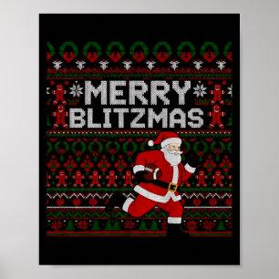 Kerstmis Merry Blitzmas Kerstman Voetbal Lelijke Z Poster