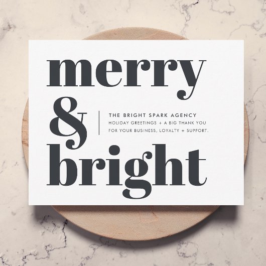 Kerstmis | Merry & Bright Black & White Feestdagenkaart