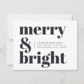 Kerstmis | Merry & Bright Black & White Feestdagenkaart (Voorkant)