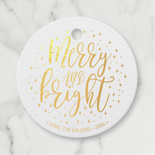 Kerstmis Merry & Bright Echt Goud Folie Cadeaubijs Bedankjes Labels