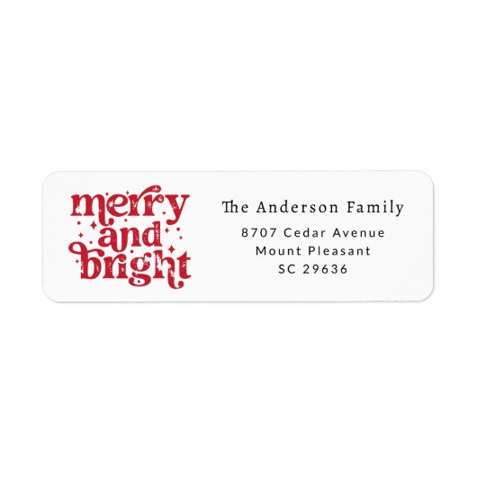 Kerstmis Merry & Bright Retouradreslabel Etiket (Voorkant)