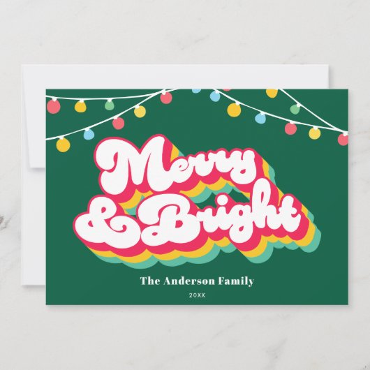 Kerstmis Merry & Bright Retro zonder foto Feestdagenkaart (Voorkant)