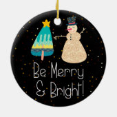 Kerstmis Merry & Bright Snowman Tree Ornament (Achterkant)