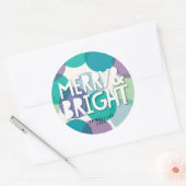 Kerstmis Merry & Bright Teal Paarse Confetti Stipp Ronde Sticker (Envelop)