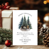 Kerstmis Merry & Bright – Waterverf Bos Kaart