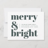 Kerstmis | Merry en Bright Forest Green Feestdagenkaart (Voorkant)