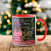 Kerstmis Merry en Bright Rustic Snowman Name Mok