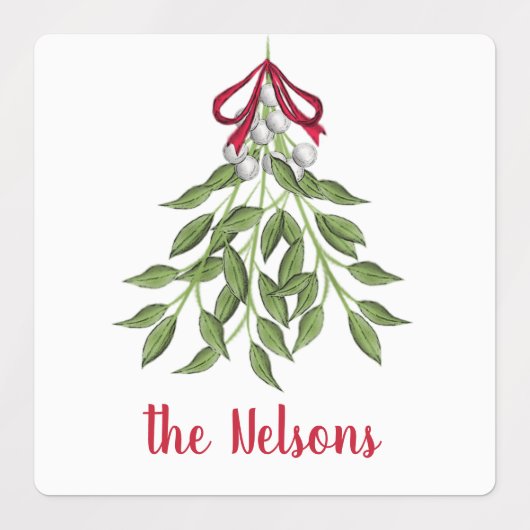 Kerstmis Merry Mistletoe Holiday Greenery Leaves Labels (Design 1)