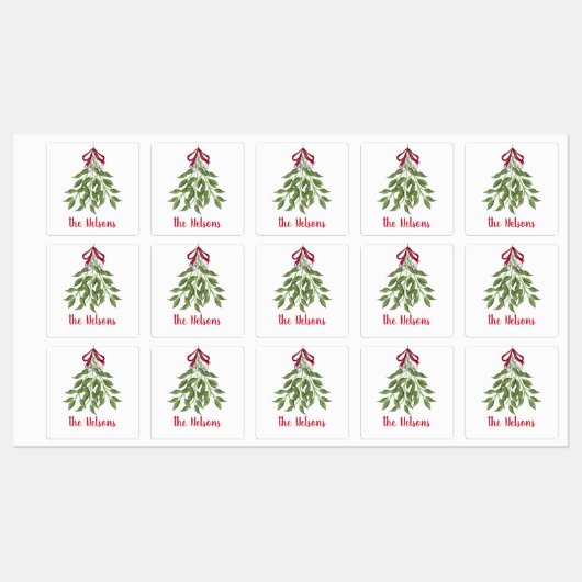 Kerstmis Merry Mistletoe Holiday Greenery Leaves Labels (Vel)