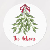 Kerstmis Merry Mistletoe Holiday Greenery Leaves Labels (Design 1)