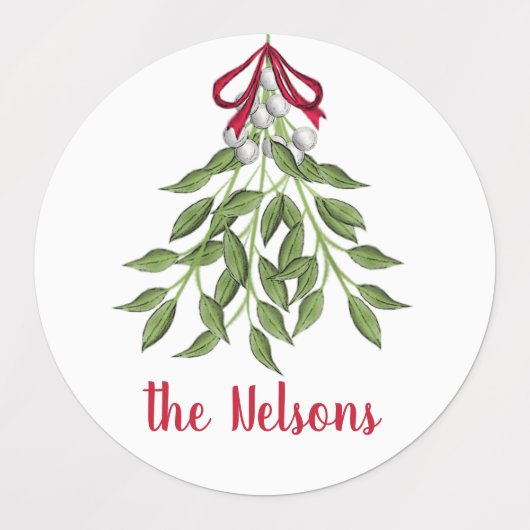 Kerstmis Merry Mistletoe Holiday Greenery Leaves Labels (Design 1)