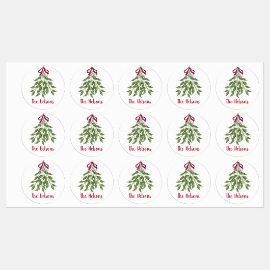 Kerstmis Merry Mistletoe Holiday Greenery Leaves Labels (Vel)