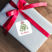 Kerstmis Merry Mistletoe Holiday Greenery Leaves Vierkante Sticker