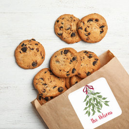Kerstmis Merry Mistletoe Holiday Greenery Leaves Vierkante Sticker