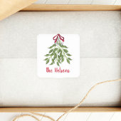 Kerstmis Merry Mistletoe Holiday Groene Bladeren  Vierkante Sticker