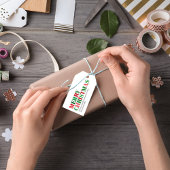 Kerstmis Merry Red and Green Custom Cadeaulabel