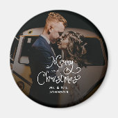 Kerstmis Merry Script Aangepaste foto Magneet (Voorkant)