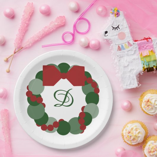 Kerstmis met aangepaste Borden van Monogram Party Papieren Bordje (Feest)