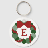 Kerstmis met aangepaste monogram Sleutelhanger (Voorkant)