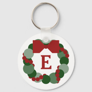 Kerstmis met aangepaste monogram Sleutelhanger