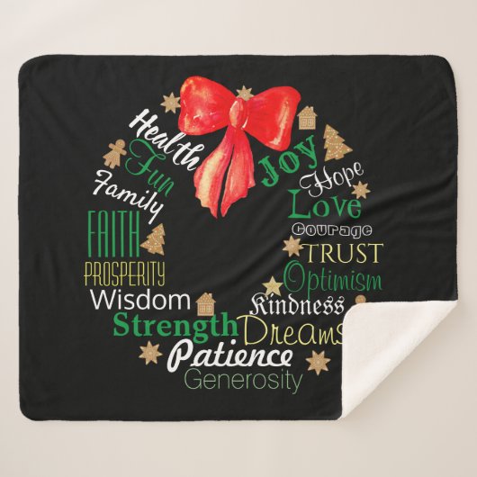 Kerstmis met aangepaste woorden en/of namen sherpa deken (Voorkant (horizontaal))