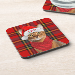 Kerstmis met Abyssijnse Kat Ho Ho Ho Sinterklaas H Bier Onderzetter