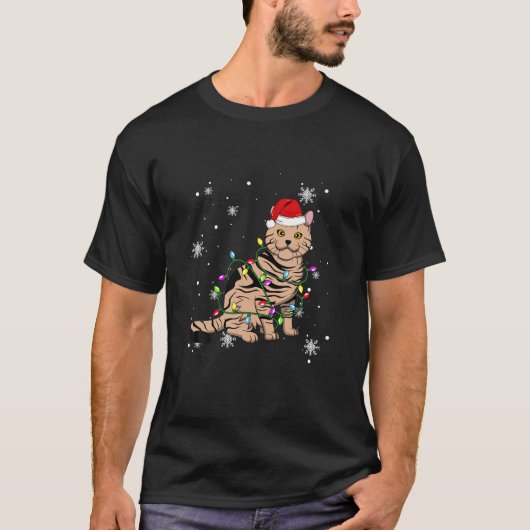 Kerstmis met Amerikaanse horthair kat T-shirt (Voorkant)