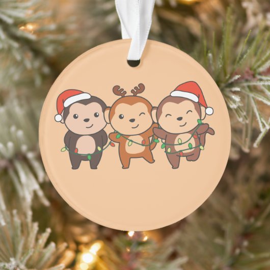 Kerstmis met apen of apen ornament (Boom)