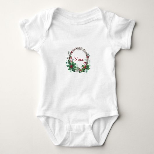 Kerstmis met Babes Holly Wreath Baby Body Romper (Voorkant)