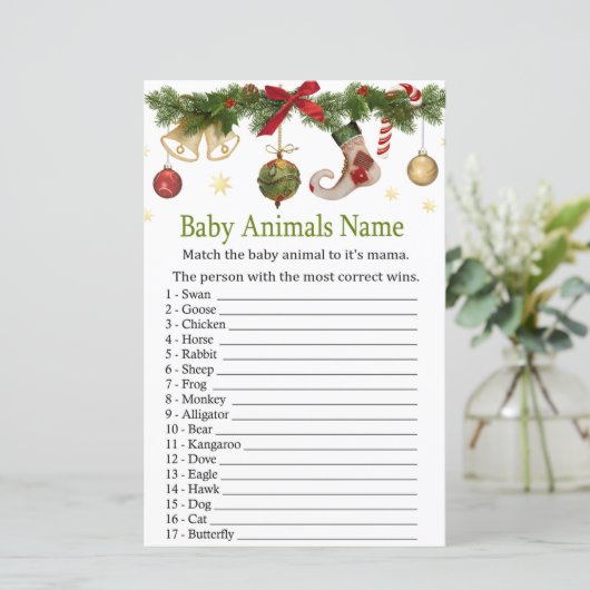 kerstmis met Baby Animals Name Game (Staand voorkant)