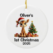 Kerstmis met baby-giraf keramisch ornament (Achterkant)