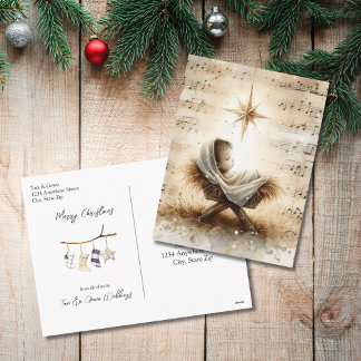 Kerstmis met Baby Jezus Watercolor Feestdagenkaart