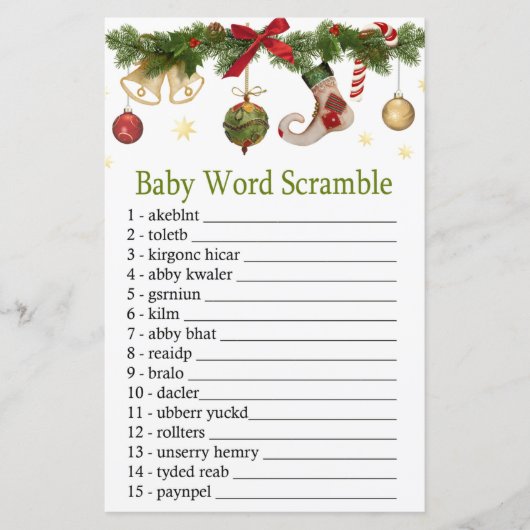 kerstmis met Baby word scramble game (Voorkant)