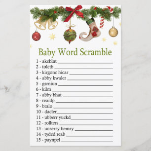 kerstmis met Baby word scramble game