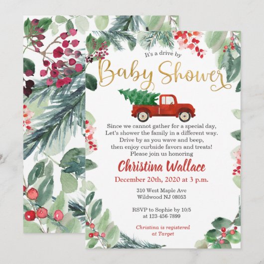 Kerstmis met babyschoeisel kaart (Voorkant / Achterkant)